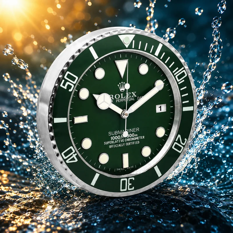 SUBMARINER HULK ROLEX STYLE WALL CLOCK | GREEN