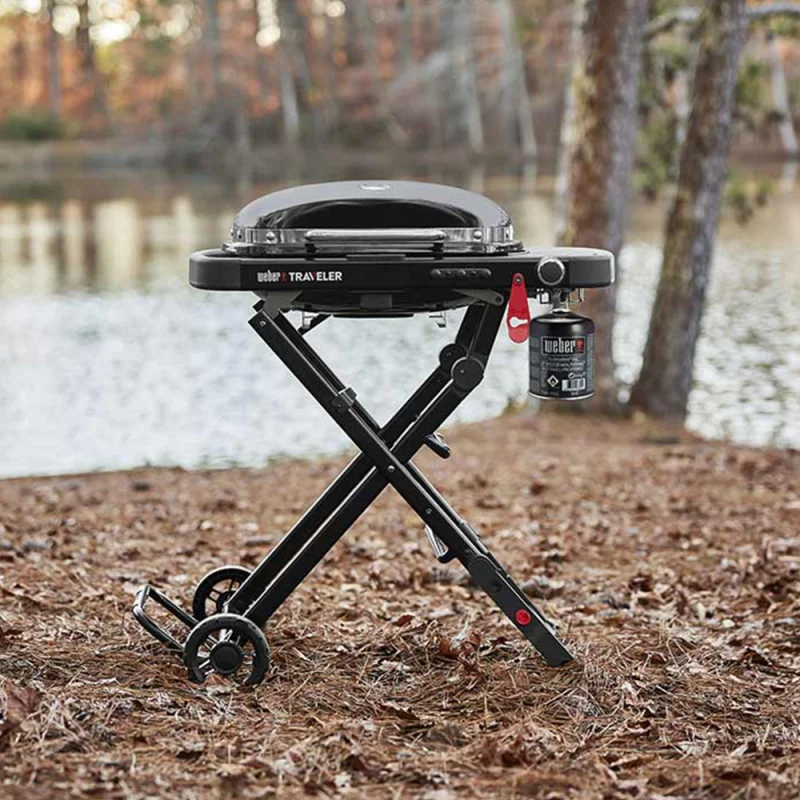 WEBER TRAVELER COMPACT PORTABLE GAS BBQ BUNDLE