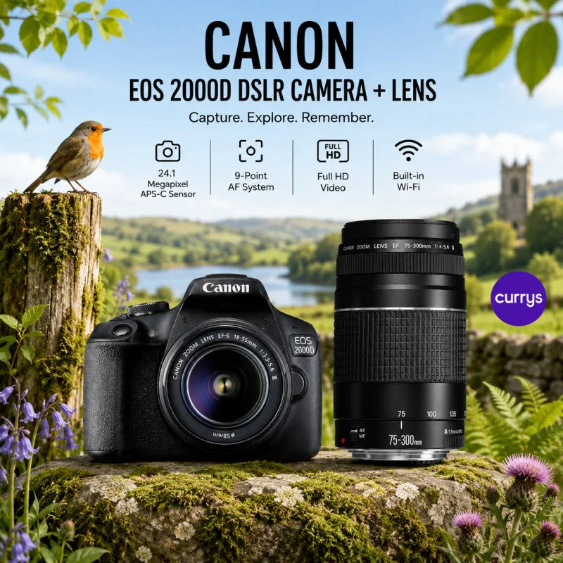 CANON EOS 2000D DSLR CAMERA + LENS