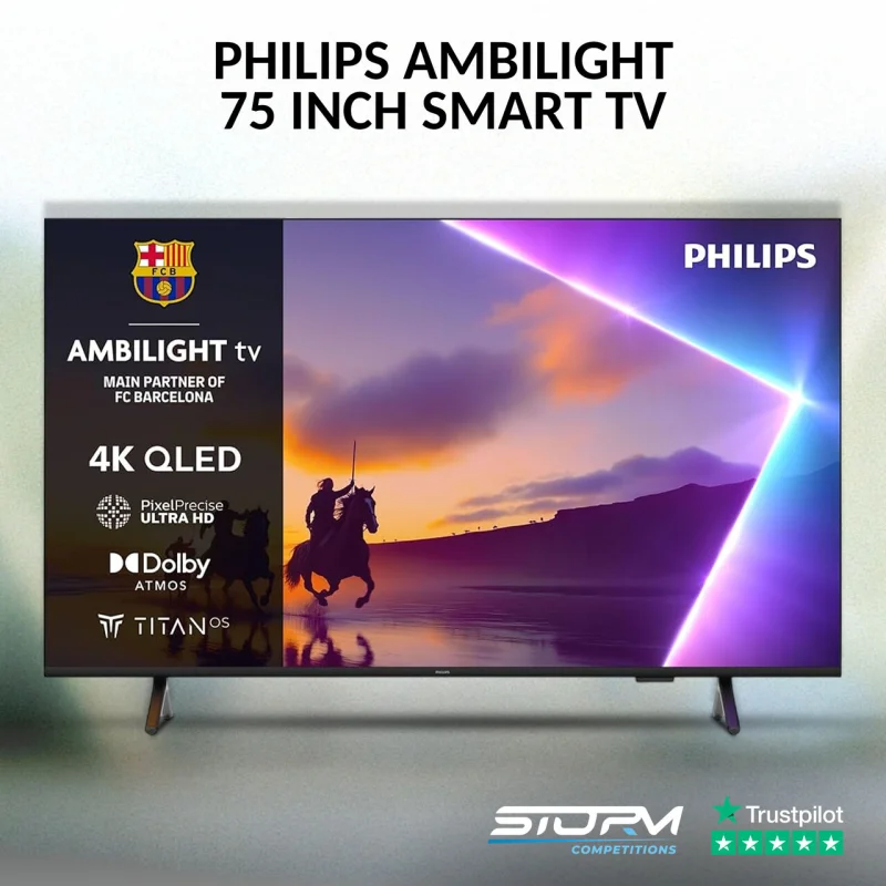 PHILIPS Ambilight 75PUS8500/05 75″ Smart 4K Ultra HD HDR QLED TV