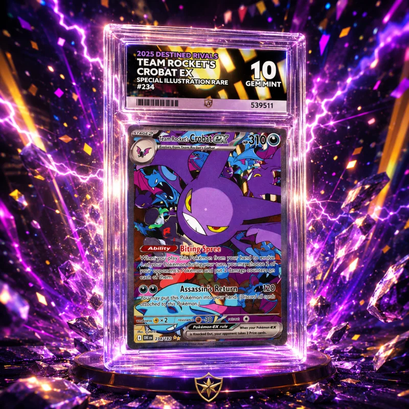 ACE 10 GEM MINT 2025 DESTINED RIVALS TEAM ROCKET’S CROBAT EX POKEMON CARD #234