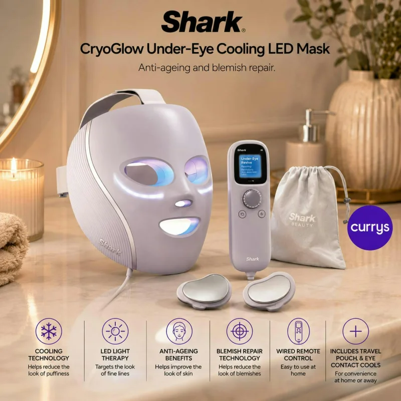 SHARK CRYOGLOW UNDER-EYE COOLING LED ANTI-AGEING REPAIR MASK – LILAC CHILL