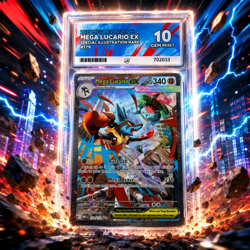 ACE 10 GEM MINT 2025 MEGA EVOLUTION MEGA LUCARIO EX POKEMON CARD #179