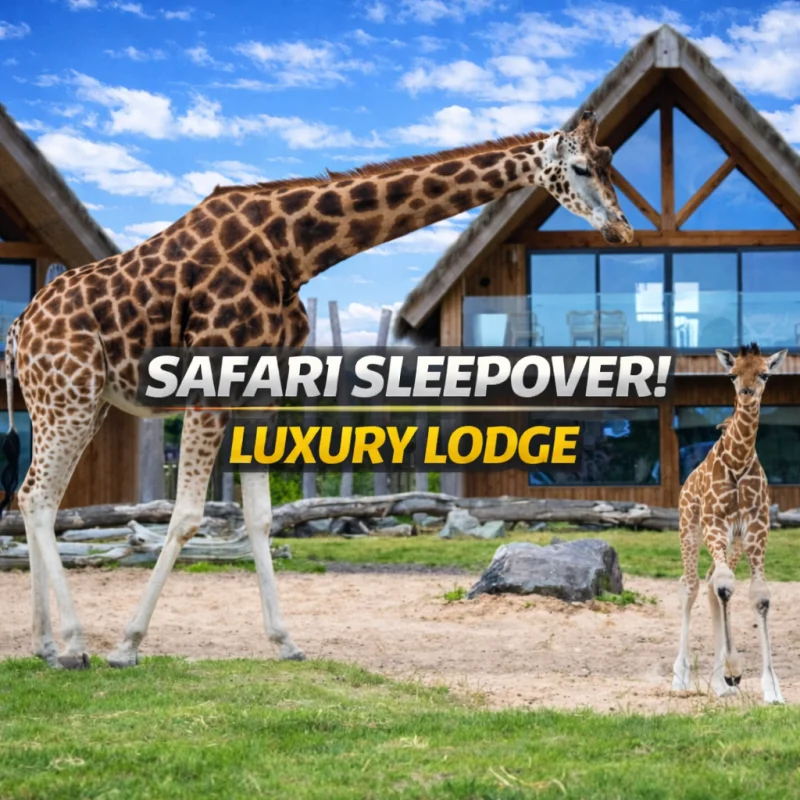 LUXURY GIRAFFE LODGE WEST MIDLANDS SAFARI PARK + £500