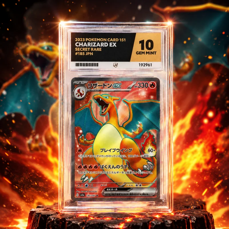 ACE GEM MT 10 CHARIZARD EX 185/165 POKEMON 151 2023 SECRET RARE CARD