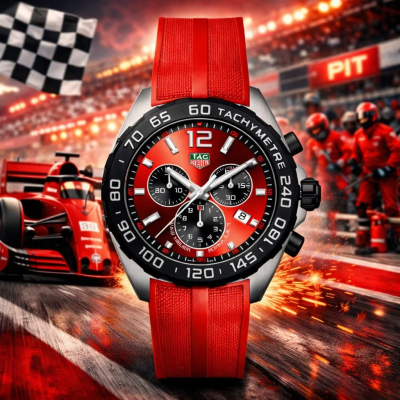 TAG HEUER Formula 1 43mm SUNRAY RED DIAL RUBBER STRAP