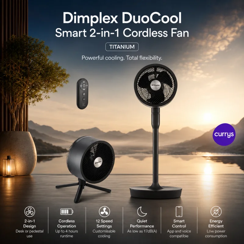 DIMPLEX DuoCool Smart 2-in-1 Cordless Fan – Titanium
