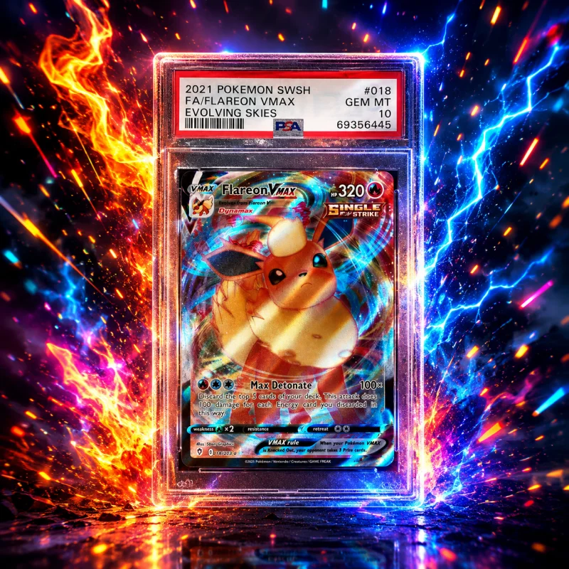 PSA 10 GEM MINT 2021 POKEMON SWSH FA FLAREON VMAX #018 | EVOLVING SKIES