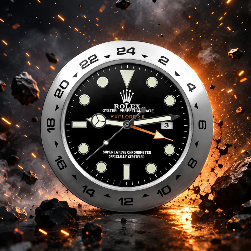 EXPLORER II BLACK DIAL Rolex Style Wall Clock