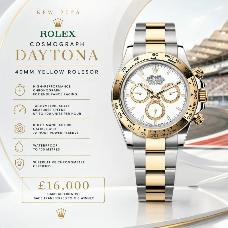 NEW 2026 ROLEX COSMOGRAPH DAYTONA 40MM YELLOW ROLESOR or £16,000