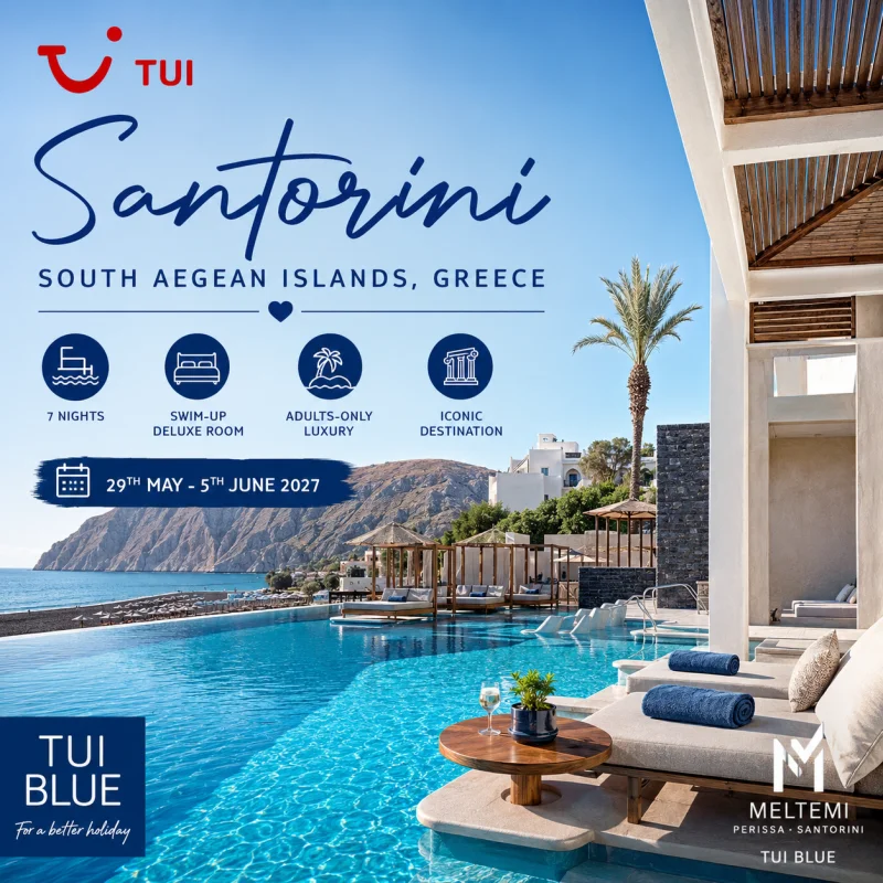 TUI HOLIDAY SANTORINI, GREECE 7 NIGHTS SWIM UP DELUXE ROOM