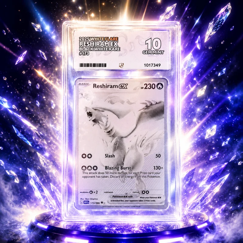 ACE 10 GEM MINT RESHIRAM EX #173 BLACK WHITE RARE WHITE FLARE 2025 POKEMON