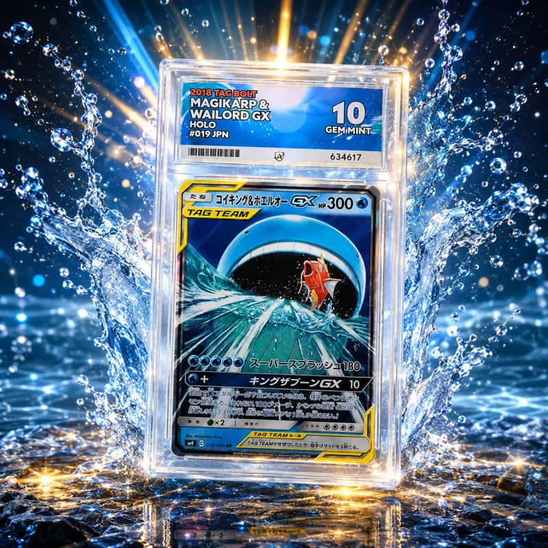 ACE 10 GEM MINT 2018 POKEMON TAG BOLT MAGIKARP & WAILORD GX HOLO #019 JPN