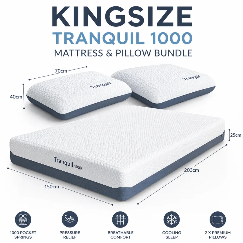 KINGSIZE TRANQUIL 1000 MATTRESS & PILLOW BUNDLE