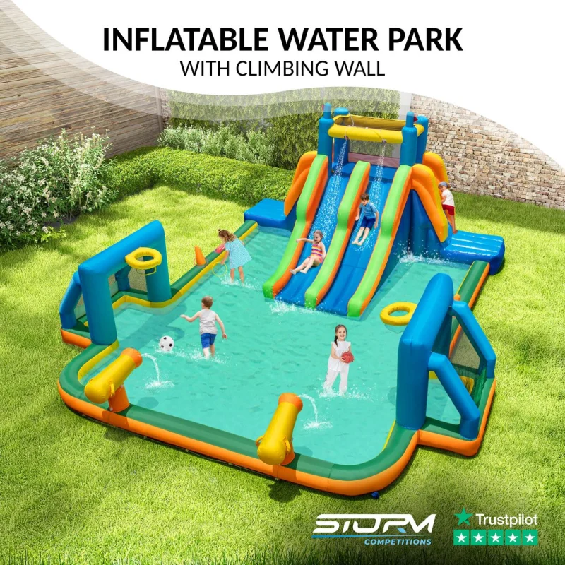 Inflatable Outdoor Water Park for Kids with Climbing Wall