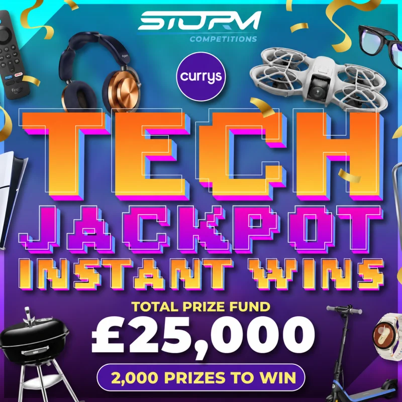 Curry’s Tech Instant Wins – 2,000 Prizes – £25,000 Prize Fund