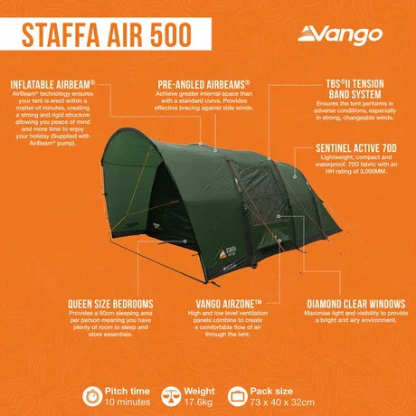 Vango Staffa Air 500 Inflatable 5 person Tent 14th July 26