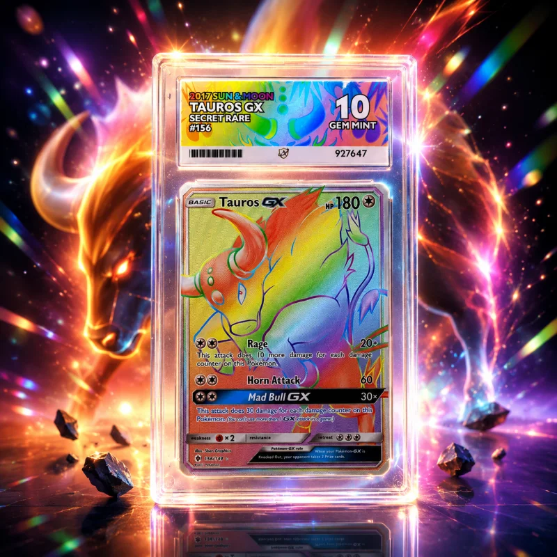 ACE 10 GEM MINT 2017 POKEMON SUN & MOON TAUROS GX FULL ART RAINBOW