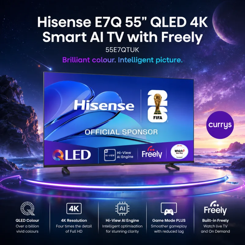 Hisense 55″ QLED 4K Ultra HD Black Smart Television