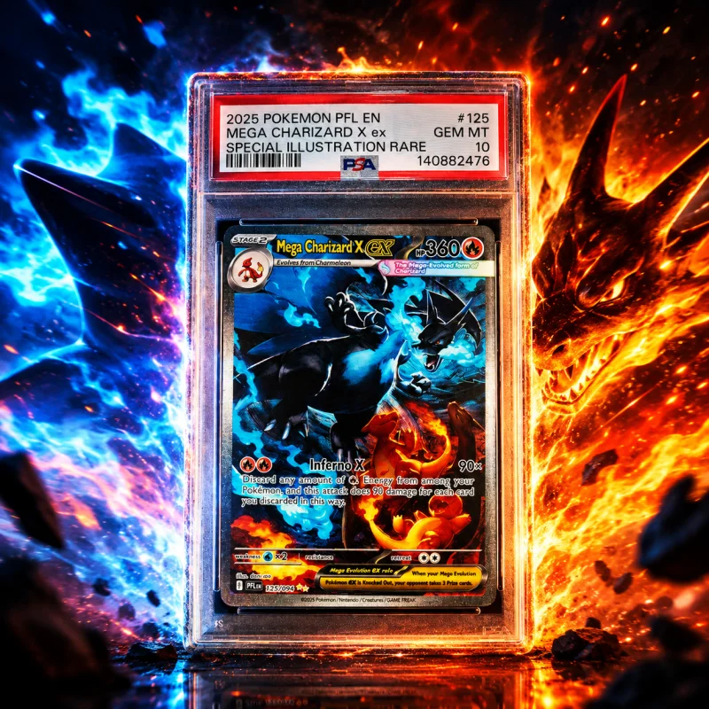 PSA GRADED 10 GEM MINT POKEMON 2025 PFL EN MEGA CHARIZARD X EX #125 SIR OR £1000