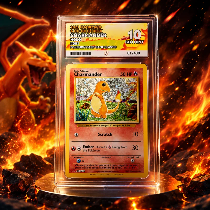 ACE 10 GEM MINT 2023 POKEMON CLASSIC CHARIZARD & HO-OH EX DECK CHARMANDER HOLO #001