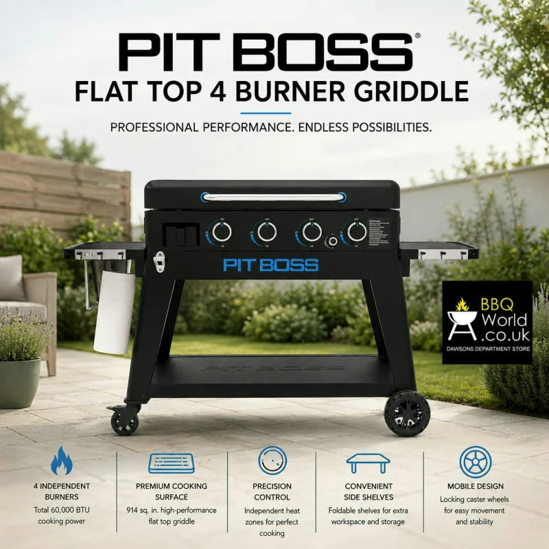 PIT BOSS ULTIMATE SMASH GRIDDLE LIFT OFF PLANCHA 4 BURNER + COVER