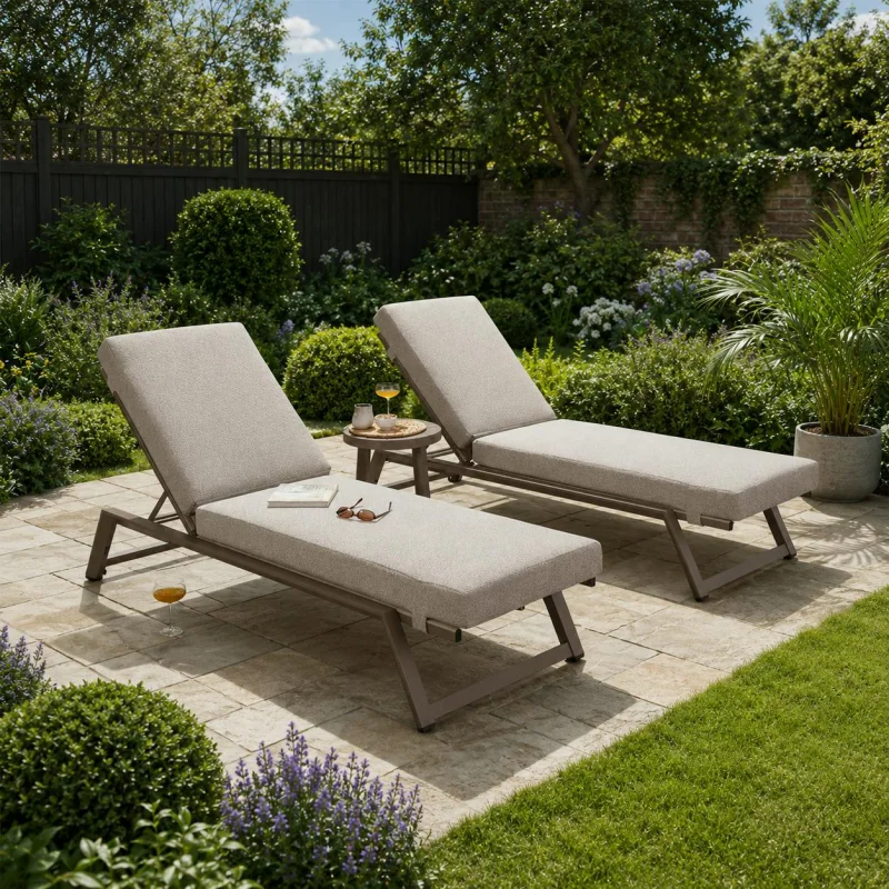2 X CAYMAN CUSHIONED SUN LOUNGERS 7 X COLOUR CHOICES