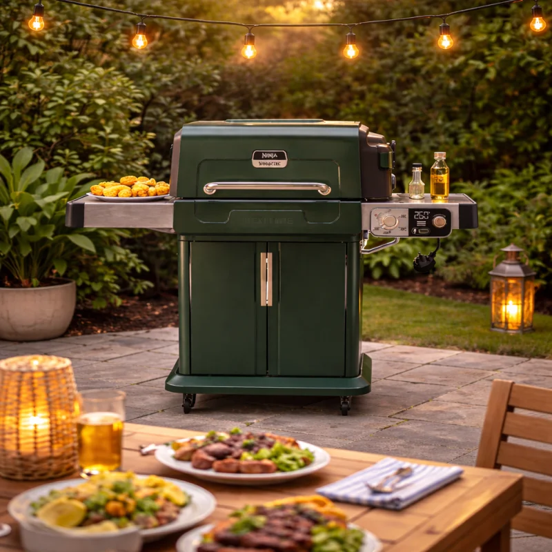 Ninja FlexFlame Gas BBQ And Outdoor Cooking System – Green And Gold