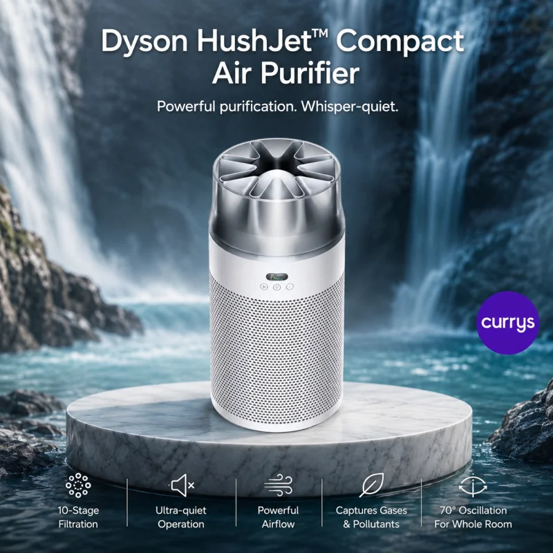 DYSON HUSHJET HJ10 COMPACT AIR PURIFIER – WHITE & SILVER
