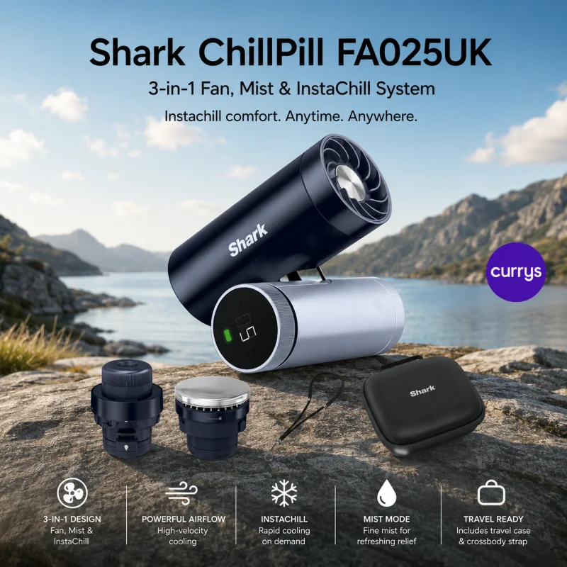 SHARK CHILLPILL FA025UK 3-IN-1 FAN, MIST & INSTACHILL SYSTEM – MIDNIGHT