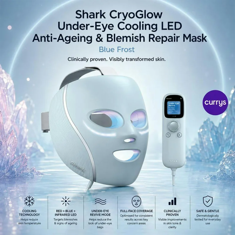 SHARK CRYOGLOW UNDER-EYE COOLING LED ANTI-AGEING REPAIR MASK - BLUE FROST