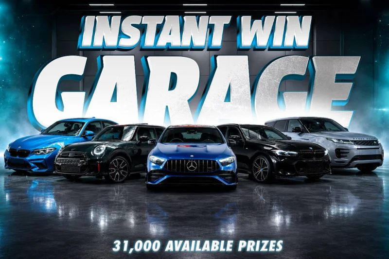 Instant Win Garage - £270,000+ In Prizes / 31,000 Prizes