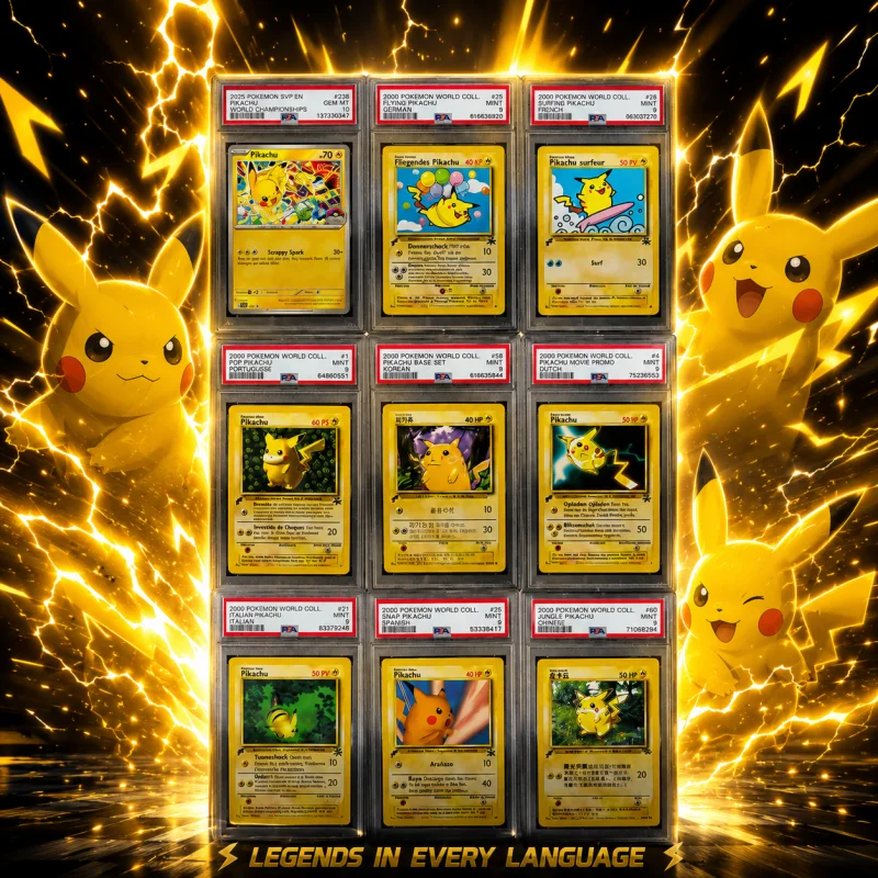 MEGA PSA GRADED WORLDWIDE PIKACHU POKEMON CARD BUNDLE