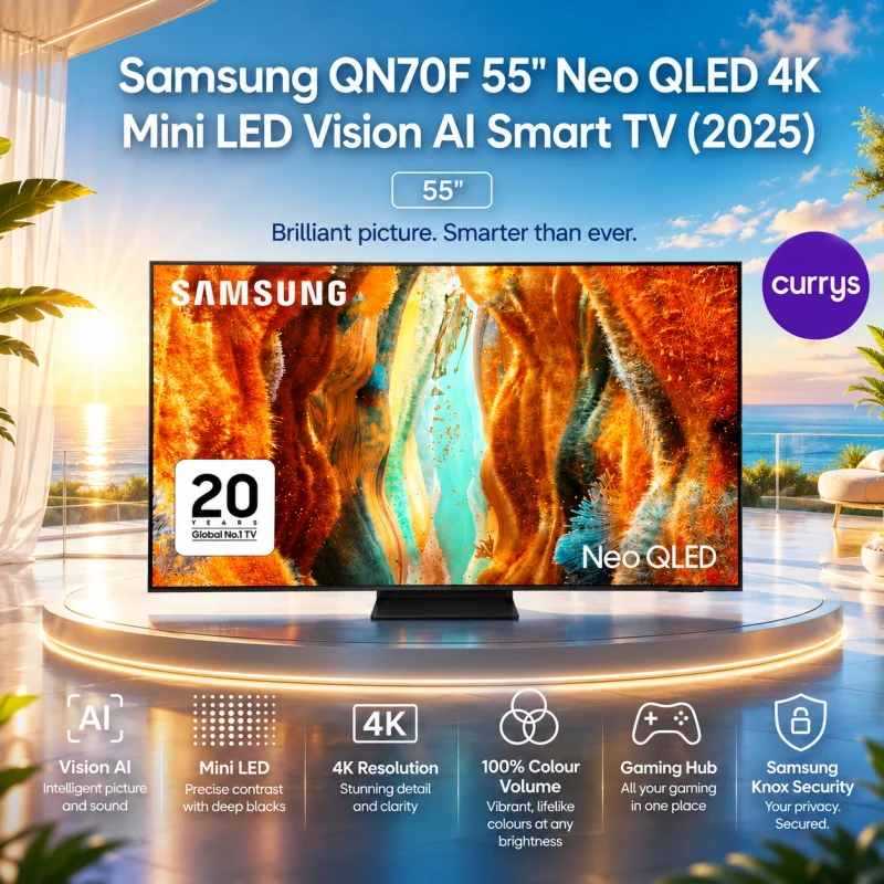 SAMSUNG QN70F 55″ NEO QLED 4K MINI LED VISION AI SMART TV