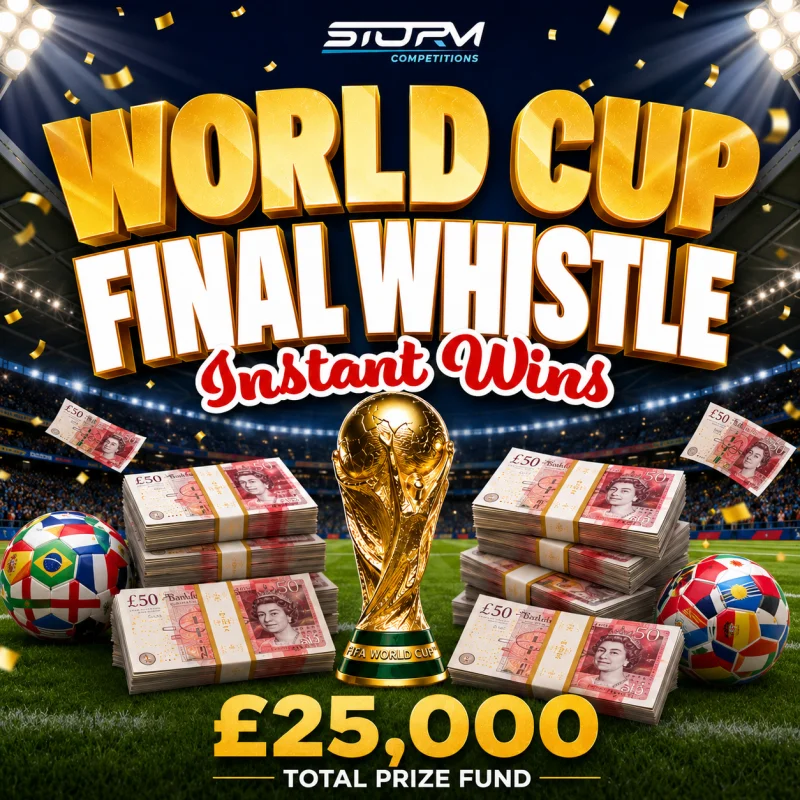 Final Whistle Cash Instant Wins – 2,000 Prizes – £25,000 Prize Fund