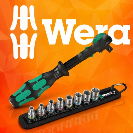 Wera 8000 A Black Edition 1/4'' Sq. Zyklop Speed Ratchet & 9 Piece 1/4" Socket Set 19th June 26