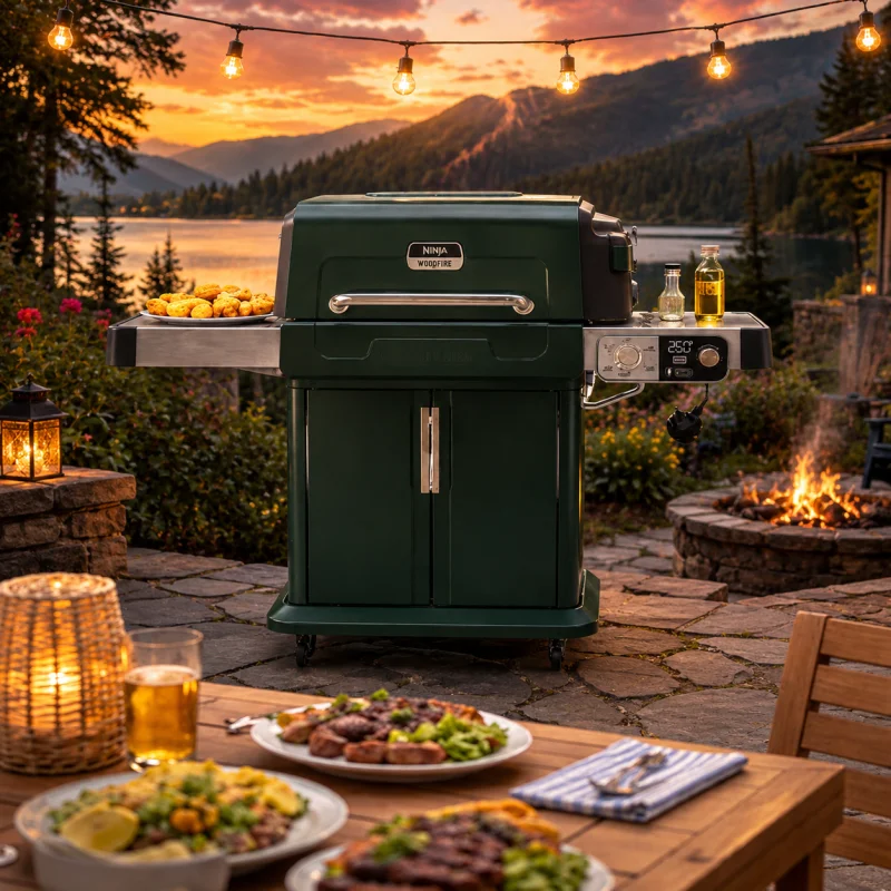 Ninja FlexFlame Gas BBQ And Outdoor Cooking System – Green And Gold