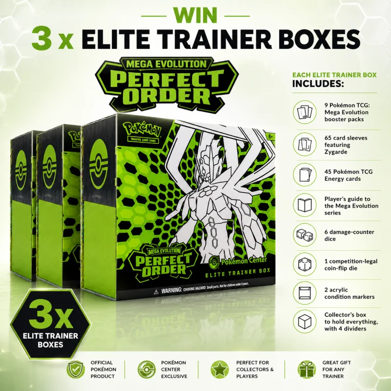 3 x BRAND NEW TCG PERFECT ORDER POKEMON CENTER ETBS