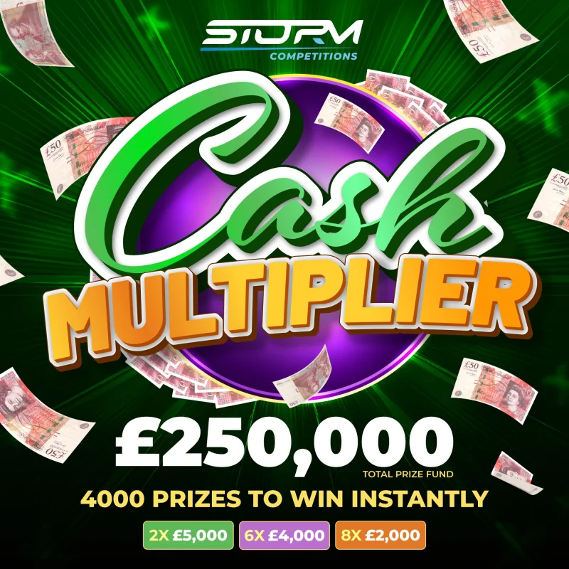 Mega May Cash Multiplier Instant Wins – 4,000 Prizes – £250,000 Prize Fund