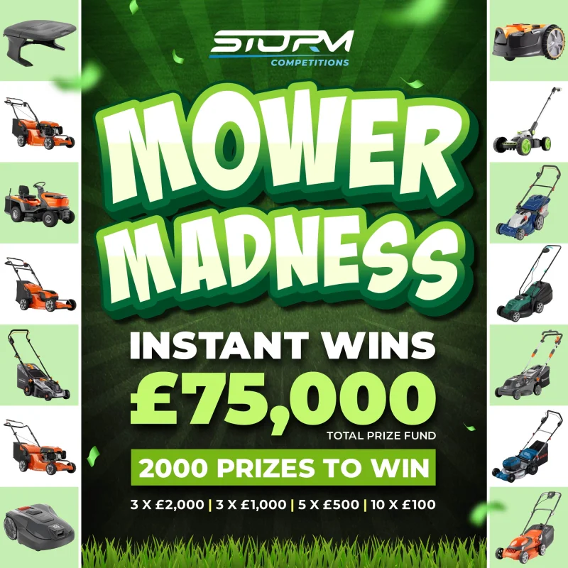 Mower Madness Instant Wins – 2,000 Prizes – £75,000 Prize Fund